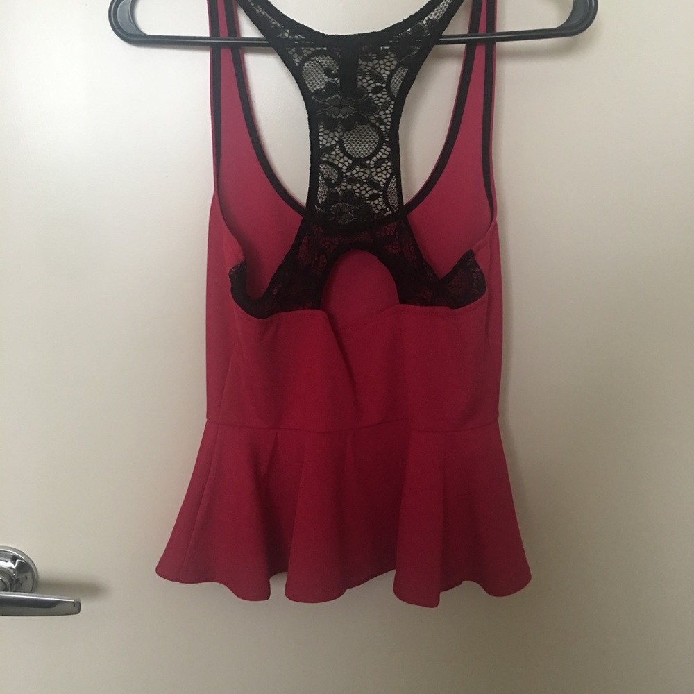 Hot pink fitted tank blouse with bell waist